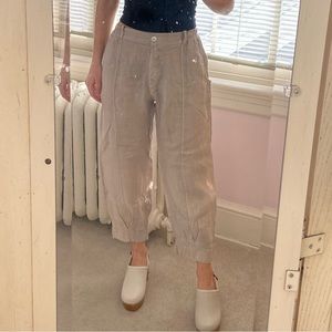 Boho linen flowy wide leg pants